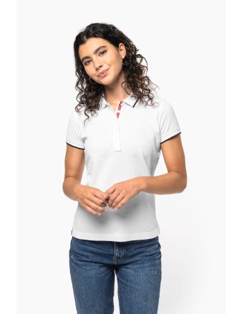 Ladies\\\' short-sleeved piqué knit polo shirt