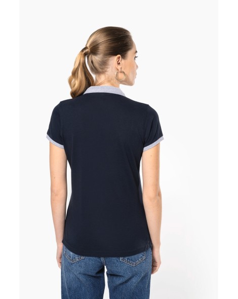 Polo piqué bicolor mujer