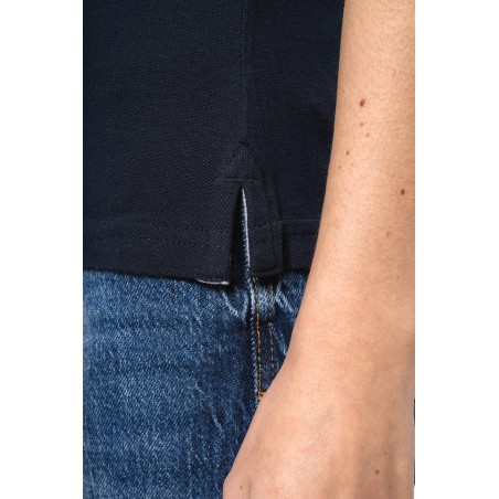 Polo piqué bicolor mujer