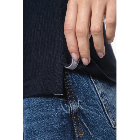 Polo piqué bicolor mujer