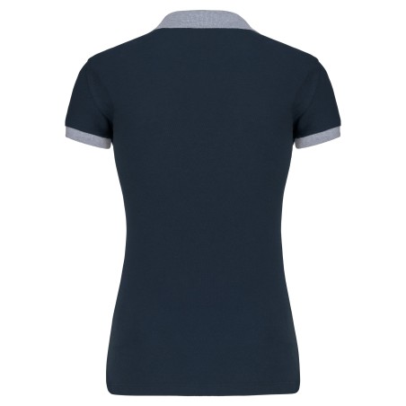 Polo piqué bicolor mujer