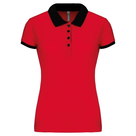 Polo piqué bicolor mujer