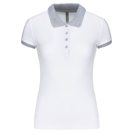 Polo piqué bicolor mujer