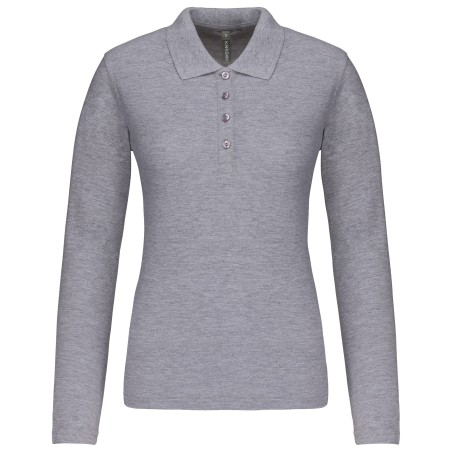 Polo piqué de manga larga de mujer