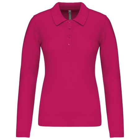 Polo piqué de manga larga de mujer