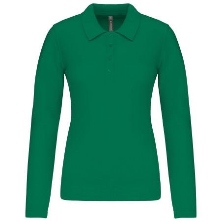 Polo piqué de manga larga de mujer
