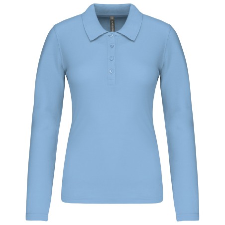 Polo piqué de manga larga de mujer