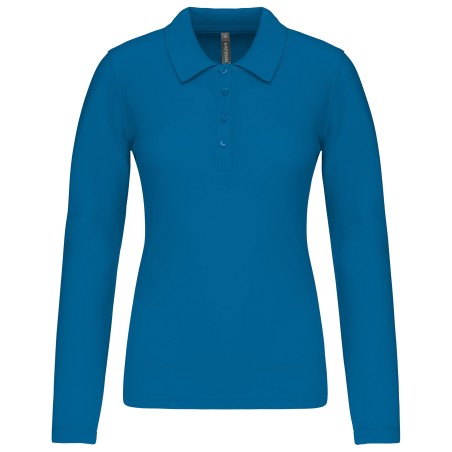 Polo piqué de manga larga de mujer