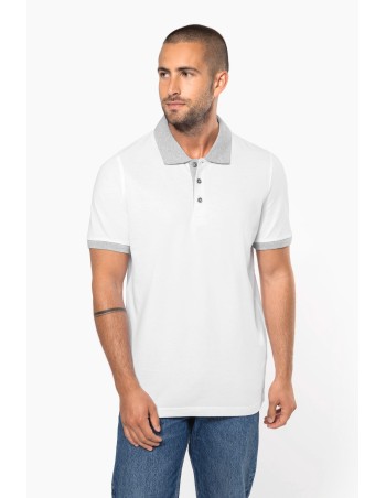 Polo piqué bicolor hombre