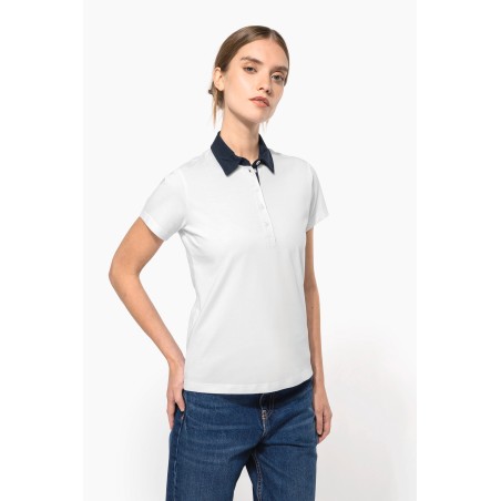 Ladies’ two-tone jersey polo shirt