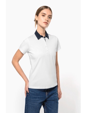 Polo jersey bicolor mujer