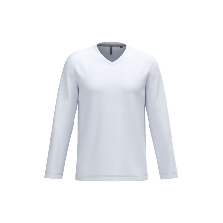 Camiseta manga larga y cuello de pico hombre