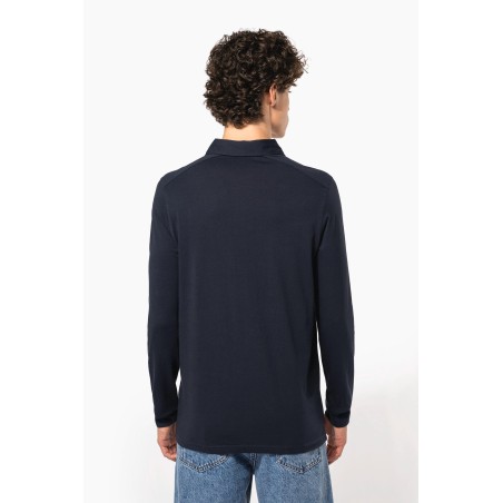 Men\\\'s long sleeved jersey polo shirt