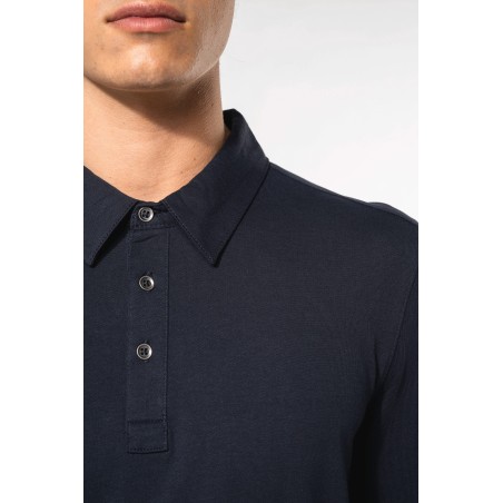 Men\\\'s long sleeved jersey polo shirt