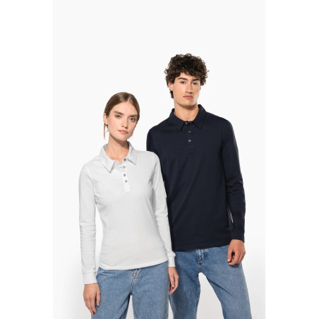 Men\\\'s long sleeved jersey polo shirt