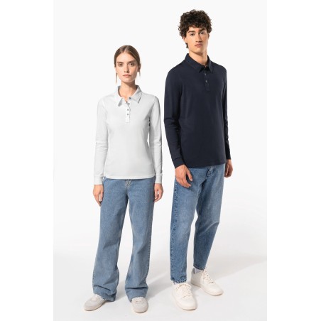 Men\\\'s long sleeved jersey polo shirt