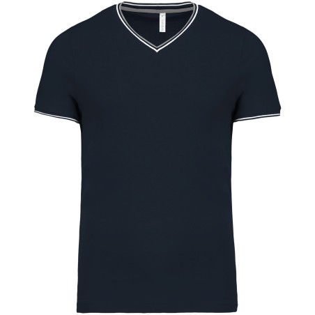 Men\\\'s piqué knit V-neck T-shirt