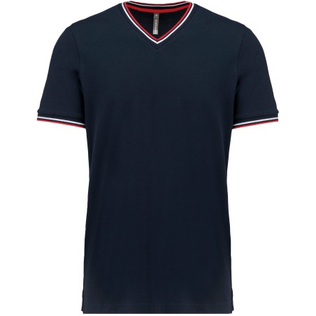 Camiseta de punto piqué con cuello de pico de hombre