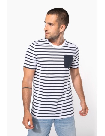 Striped short-sleeved sailor t-shirt with pocket