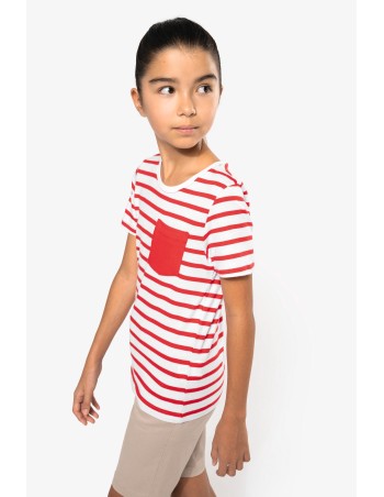 Kids\\\' striped short-sleeved sailor t-shirt with pocket
