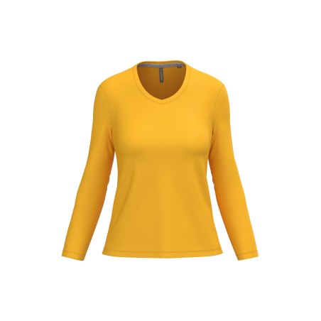 Camiseta manga larga y cuello de pico mujer