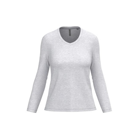 Ladies\\\' long-sleeved V-neck T-shirt