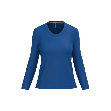 Camiseta manga larga y cuello de pico mujer