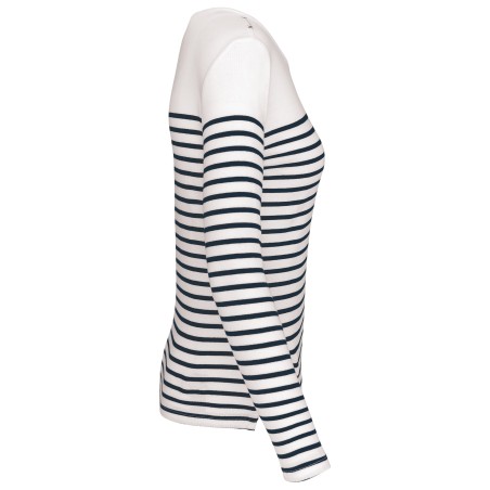 Ladies\\\' long-sleeved Breton stripe top