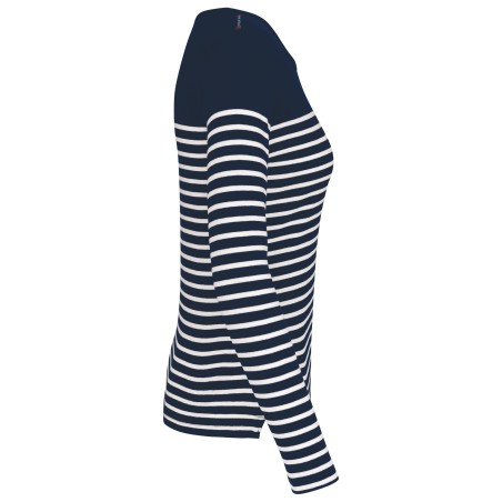 Ladies\\\' long-sleeved Breton stripe top