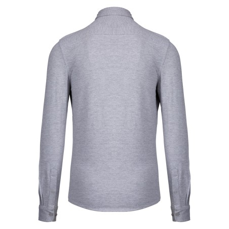 Long-sleeved piqué knit shirt