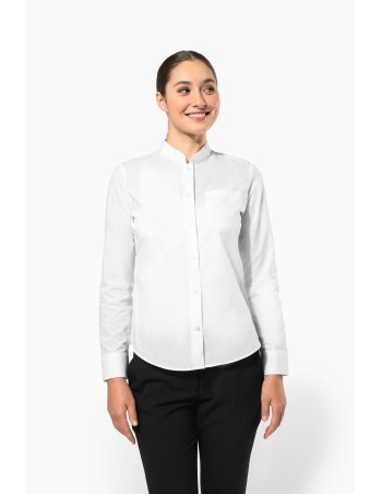 Camisa cuello mao manga larga mujer