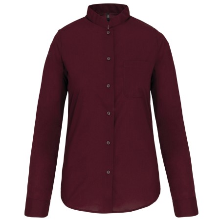 Camisa cuello mao manga larga mujer