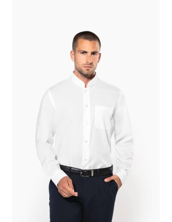 Men\\\'s long-sleeved mandarin collar shirt