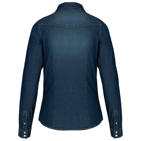 Ladies\\\' long-sleeved denim shirt