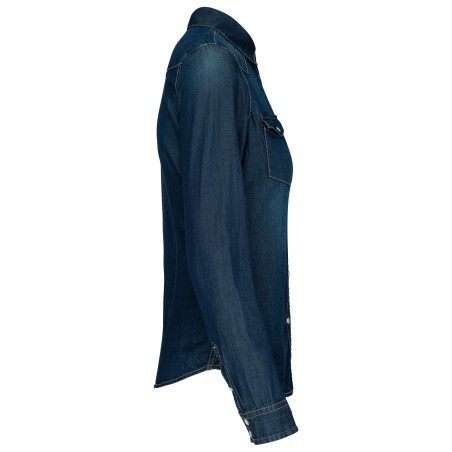 Ladies\\\' long-sleeved denim shirt