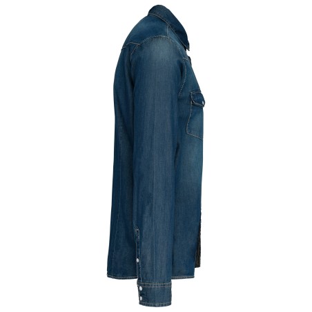 Camisa denim manga larga hombre