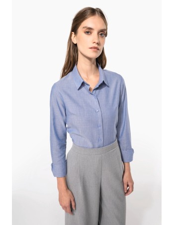 Camisa oxford manga larga mujer