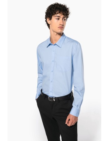 Men\\\'s long-sleeved cotton poplin shirt