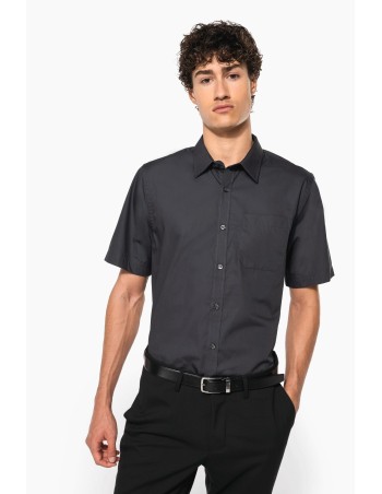 Men\\\'s short-sleeved cotton poplin shirt