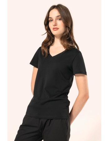 Camiseta Supima® cuello de pico manga corta mujer