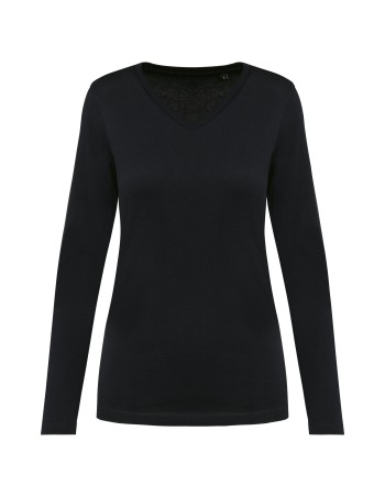 Ladies\\\' V-neck long-sleeved Supima® t-shirt 2