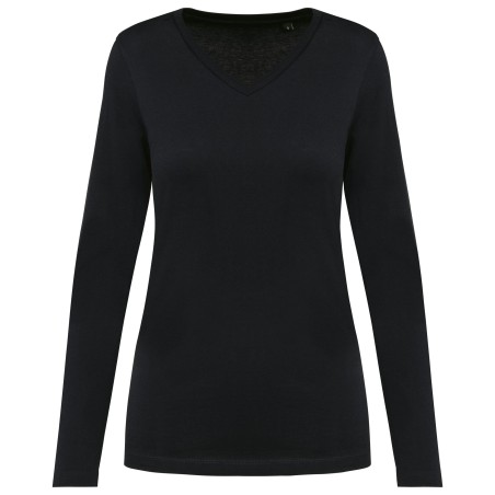 Camiseta Supima® cuello de pico manga larga mujer