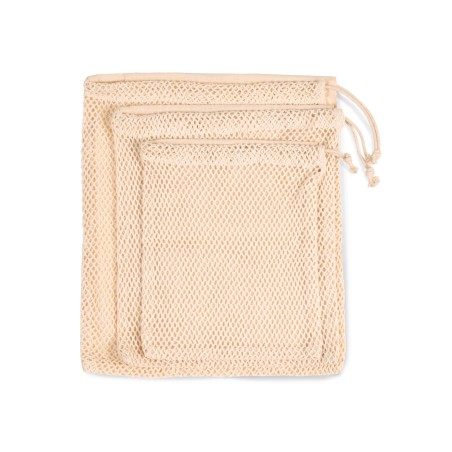 Mesh bag with drawstring carry handle