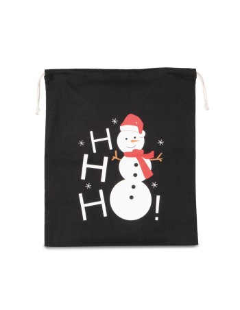 Cotton bag with snowman design and drawcord closure 2