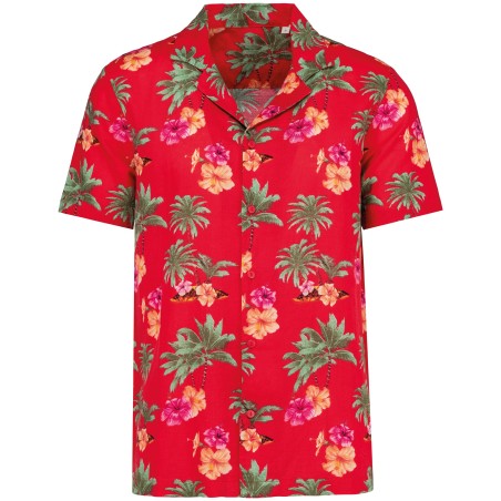 Camisa con estampado hawaiano hombre