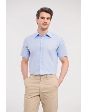 Camisa entallada de hombre de tejido oxford manga corta