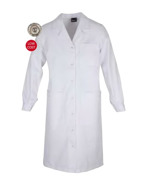 BATA BLANCA MUJER SANITARIA CORCHETES Y PUÑO CORCHETE