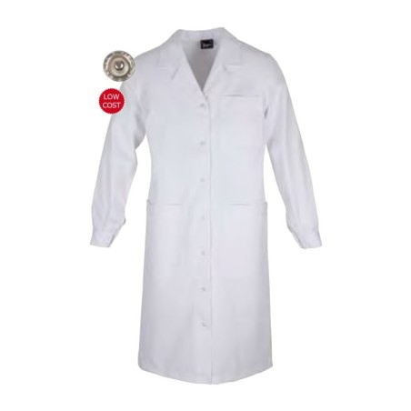 BATA BLANCA MUJER SANITARIA CORCHETES Y PUÑO CORCHETE