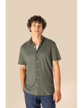 Camisa manga corta de lino hombre