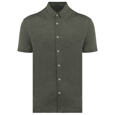 Men\\\'s Linen Short-sleeved Shirt